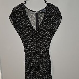 Chaps Black and White Patterned Jumpsuit